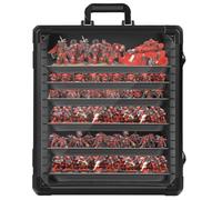 OUUTMEE Miniatures Carry Case with Aluminium Alloy Frame, Miniatures Transport Case with 6 Metal Trays, Lockable Storage Box for Collectibles (Large)