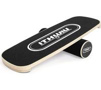 OUUTMEE Natural Wooden Balance Board with Roller for Balance, Stability and Full-Body Strength Workout for Functional Training, Black