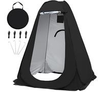 OUUTMEE Pop Up Camping Shower Tent, Portable Beach Dressing Changing Room UV/Rain Outdoor Privacy Shelter, UV Shower Enclosure Tents for Outdoor Hiking Beach Picnic Fishing, 4.92ft × 6.24ft (Black)