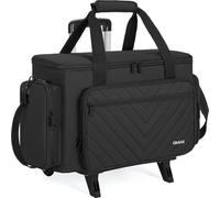 OUUTMEE Sewing Machine Case with Detachable Dolly, Rolling Sewing Machine Case with Removable Padding Pad, Universal Rolling Carrying Tote Storage Bag for Most Standard Brother, Singer, Janome - Black