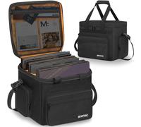 OUUTMEE Vinyl Record Carrying Bag- Water-Resistant Vinyl Records Storage Case for 7/10/12 Inch LP Albums Holds 60 LPs - LP case with Removable Dividers for Travel & Home Organization(Size-L)
