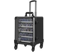 OUUTMEE Wheeled Miniatures Storage Case Miniatures Carrying Case- Portable Trolley case with Telescopic Handle, 360° Spinner Wheels & Lock, Durable Aluminium Alloy Frame for Model Transport (Large)