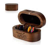 Ouvibor Black Walnut Guitar Pick Holder, with 1 Wooden Pick & 6 Celluloid Picks in 3 Thicknesses Cool Exquisite Guitar Accessories Gifts for Musicians, Rock and Roll, Him, Husband, Boyfriend, Teens