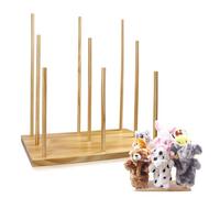 Ouvibor Wooden Puppet Stand, Education Wooden Puppet Tree Store and Display Doll Holder Anti Crush Storage, Holds 9 Hand Puppets