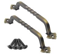 Ouvin 2 Pack Barn Door Pull Handle Hardware for Wooden Garden Gate Shed Cabinet Door (128mm/5inch Bronze)