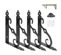 Ouvin Decorative Wall Brackets 4 Pack Retro Black White Heavy Duty L Corner Brace Shelf Support Floating Metal Brackets with Screws (190 mm/7.5 inch) Black