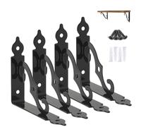 Ouvin Decorative Wall Brackets 4 Pack Retro Black White Heavy Duty L Corner Brace Shelf Support Floating Metal Brackets with Screws (140 mm/5.5 inch) Black