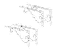 Ouvin Decorative Wall Shelf Brackets 4 Pack 6inch Heavy Duty L Corner Brace Shelf Support Floating Metal Brackets with Screws (150 mm/6 inch) White