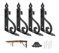 Ouvin Decorative Wall Shelf Brackets 4 Pack 6inch Heavy Duty L Corner Brace Shelf Support Floating Metal Brackets with Screws (150 mm/6 inch) Black