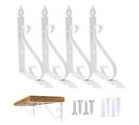 Ouvin Decorative Wall Shelf Brackets 4 Pack 8inch Heavy Duty L Corner Brace White Shelf Support Floating Metal Brackets with Screws (200 mm/8 inch) White