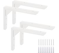 Ouvin Heavy Duty Shelf Brackets 12 inch 4 Pack Wall Mount White Iron Brackets for Shelves Triangle Sturdy Supports with Screws for Kitchen Bookshelf (White)