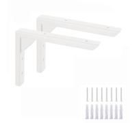 Ouvin Heavy Duty Shelf Brackets 2 Pack Wall Mount Black Iron Brackets for Shelves Triangle Sturdy Supports with Screws for Kitchen Bookshelf (White, 6inch)
