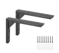 Ouvin Heavy Duty Shelf Brackets 8 inch 2 Pack Wall Mount Gold Iron Brackets for Shelves Triangle Sturdy Supports with Screws for Kitchen Bookshelf