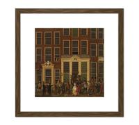 Ouwater Bookshop Lottery Agency Jan De Groot 8X8 Inch Square Wooden Framed Wall Art Print Picture with Mount Artery8 Brown One Size