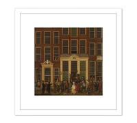 Ouwater Bookshop Lottery Agency Jan De Groot 8X8 Inch Square Wooden Framed Wall Art Print Picture with Mount Artery8 White One Size