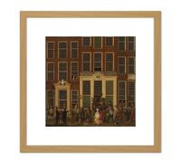 Ouwater Bookshop Lottery Agency Jan De Groot 8X8 Inch Square Wooden Framed Wall Art Print Picture with Mount Artery8 Light Oak One Size