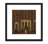 Ouwater Bookshop Lottery Agency Jan De Groot 8X8 Inch Square Wooden Framed Wall Art Print Picture with Mount Artery8 Black One Size