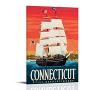 ouweri Connecticut United States Vintage Travel Poster Art Print Wall Photo Paint Hanging Picture Family Bedroom Decor 12x18inch(30x45cm)