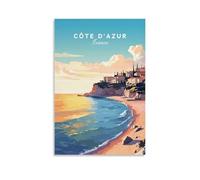 ouweri Côte D'Azur France Vintage Travel Poster Wall Art Painting Canvas Living Room Prints Bedroom Decor Artworks 12x18inch(30x45cm)