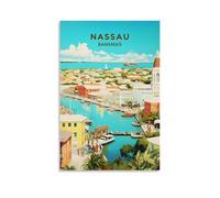 ouweri Nassau Bahamas Vintage Travel Poster Room Aesthetic Print Art Wall Painting Canvas Modern Bedroom Decor 24x36inch(60x90cm)