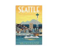 ouweri Seattle Washington United States Vintage Travel Poster Artworks Canvas Room Aesthetic Wall Art Prints Home Modern Decor 16x24inch(40x60cm)