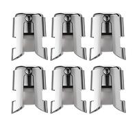 OUWO Champagne Stopper 6 Pack Stainless Steel Champagne Save with Food Grade Silicone，Leak-Proof Bubble Retaining Saver，Suitable for Champagne Prosecco Cava and Sparkling (Silver)