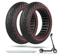 OUXI 2 Pack 10 inch Solid Tyre Pure Electric Scooter Puncture Proof Rubber 10x2.125 Explosion Proof Tire Replacement Wheel Front/Rear 2PCS Red