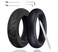OUXI 2Pack Electric Scooter Tyre 10 x 2.125,10 inch Inner Tube Electric Scooter Outer Tire&Inner Tubes Double Thicken Inflatable Front/Rear Replacement Rubber Tires with 0° Valve Angle and Crowbars