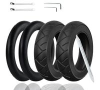 OUXI 4Pack Electric Scooter Tyre 10 x 2.125,10 inch Inner Tube Electric Scooter Outer Tire&Inner Tubes Double Thicken Inflatable Front/Rear Replacement Rubber Tires with 0° Valve Angle and Crowbars