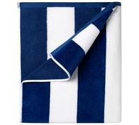 Ouxiaobai Cotton Oversized Beach Towel - 180 x 90 CM Large Size Pool Towel, Striped Soft Cabana Swim Towel (Royal Blue)