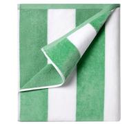 Ouxiaobai Cotton Oversized Beach Towel - 35 x 70 Inch Large Size Pool Towel, Striped Soft Cabana Swim Towel (Green)