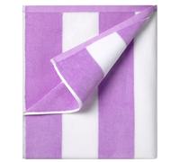 Ouxiaobai Cotton Oversized Beach Towel - 35 x 70 Inch Large Size Pool Towel, Striped Soft Cabana Swim Towel (Purple)
