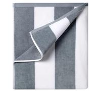 Ouxiaobai Cotton Oversized Beach Towel - 35 x 70 Inch Large Size Pool Towel, Striped Soft Cabana Swim Towel (Grey)