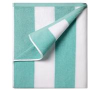 Ouxiaobai Cotton Oversized Beach Towel - 35 x 70 Inch Large Size Pool Towel, Striped Soft Cabana Swim Towel (Turquoise)