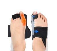 Ouxonix Bunion Corrector Big Toe Straightener, 1 Pair Adjustable Bunion Splint with 2 Soft Gel Toe Separators for Bunion Pain Relief, Day/Night Support, for Women & Men, Black
