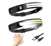 Ouxonix Head Torch Rechargeable 2Pack, Super Bright LED Headlamp with 5 Modes, IPX5 Waterproof Headlight, 230° Wide Angle Lightweight Headtorch for Running, Hiking & Camping