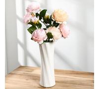 Ouxonix Matte White Ceramic Vase: Simple Nordic Style Flower Vases, Modern Minimalist, Boho Decor, 8 Inch Vase with Spiral Design Textured