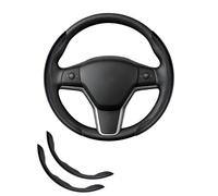 Ouxonix Segmented Carbon Fiber Steering Wheel Cover, Non-Slip Universal Car Steering Wheel Protector, Sporty Anti-Sweat Grip, Easy Installation for Men & Women, Fits 99% Vehicles - Black