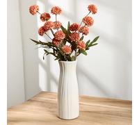 Ouxonix White Ceramic Flower Vase: Minimalist Modern Home Decor Vases, Nordic Style, 8 Inch for Ribbed Textured Decorative Vase