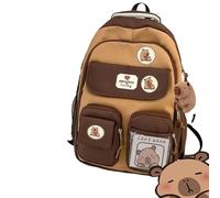 OUXUNDAI Backpack Cute Capybara Schoolbag Large Capacity Adjustable Strap Versatile Backpack Waterproof Computer Bag Student-Brown-A