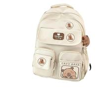 OUXUNDAI Backpack Cute Capybara Schoolbag Large Capacity Adjustable Strap Versatile Backpack Waterproof Computer Bag Student-White-A