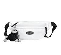 OUXUNDAI Bum Bag Fashion Messenger Bag Versatile Waist Bag Men's Canvas Casual Bag Women's Lightweight Multi-Layer Sports Chest Bag-White