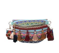 OUXUNDAI Bum Bag Lace Su Woven Small Bag Women's Simple Webbing Shoulder Messenger Bag Waist Bag-Blue