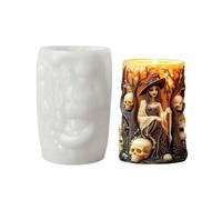 OUXUNDAI Candle moulds Witch Aromatherapy Candle Mold Halloween Portrait Candle Horror Creative Silicone Mold-Witch B