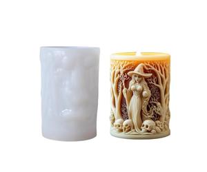 OUXUNDAI Candle moulds Witch Aromatherapy Candle Mold Halloween Portrait Candle Horror Creative Silicone Mold-Witch A