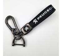 OUXVSLJA Car Keychain Keyring for Peugeot 208 3008 301 306 307 308 1993-2025,Suede Car Logo Keychain Leather Keychain Strap with Anti-lost D-Ring Durable Modern Design