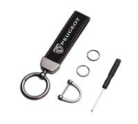 OUXVSLJA Car Keychain Keyring for Peugeot 3008,Suede Car Logo Keychain Leather Keychain Strap with Anti-lost D-Ring Durable Modern Design,C-2-Black Red