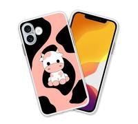OUYAGAOYUAN Compatible for iPhone 17 Case, Cute Pink Cow Pink Black Printed Shockproof Protective with Unique Design for Women Girls TPU Cover Clear Case