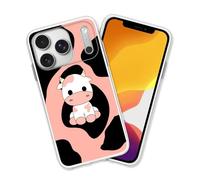 OUYAGAOYUAN Compatible for iPhone 17 Pro Max Case, Cute Pink Cow Pink Black Printed Shockproof Protective with Unique Design for Women Girls TPU Cover Clear Case