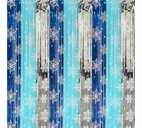 OUYANS 3 Pack Winter Themed Party Foil Fringe Curtain Backdrop,3.28x6.56ft,Snowflake Birthday Party Winter Photo Booth Prop Backdrop for Christmas Winters Wonderland Decorations